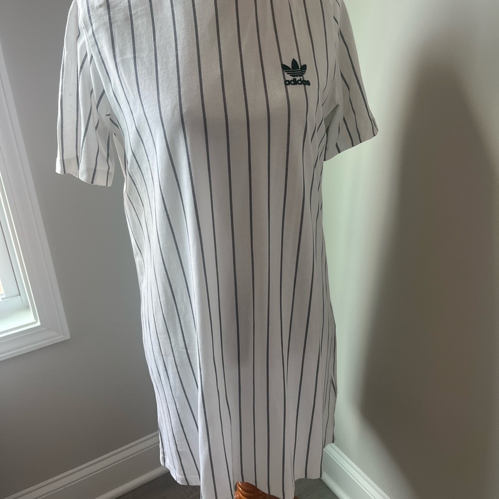 Adidas women Tee Shirt dress with green Stripes